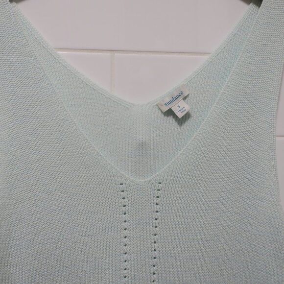 SUNDANCE BAYLEE KNIT SWEATER VEST sleeveless blue S vneck breezy coastal beach - Picture 3 of 8